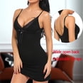 thumbnail image 4 of FRSASU Plus size clearance Pajamas Underwear Deep V Lace Suspender Dress Black Hollow Nightdress Black 8(L), 4 of 7
