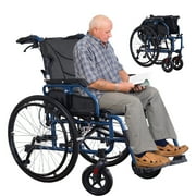 Aluminum Lightweight Wheelchair with Handbrakes, Foldable Manual Wheelchair for Adults, Adjust Armrest Wheelchair with Anti-Tipping Device, 24in Wheels, Carrying Capacity 300lbs
