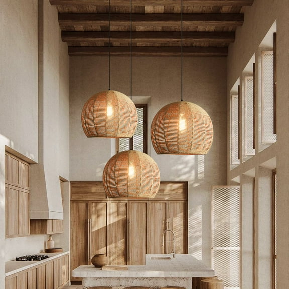 Arturesthome Wabi-sabi Rattan Drum Light Pendant Japanese Retro Bedroom Bedside Chandelier