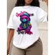 thumbnail image 1 of Casual Anime Bear Print T-Shirt Women's Summer Crew Neck Top, Blend , Breathable, Regular Fit Short Sleeve Tee Tee For Adult, Men, Women, Teen, Teenager, Adolescent, Youth, 1 of 6