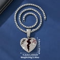 thumbnail image 3 of Silver Plated Large Broken Heart pendant & 4.5mm 20" 1 Row Tennis Chain Hip Hop Style Necklace Jewelry, 3 of 3