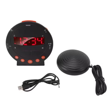 Vibrating Alarm Clock with 110 Decibels Red Flashing Light and Super Shaker for Students and Elders