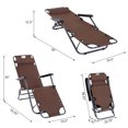thumbnail image 3 of Chaise Pliante Fauteuil Inclinable Réglable Chaise Longue Jardin Extérieur Siège Inclinable avec Coussin Brun, 3 of 6