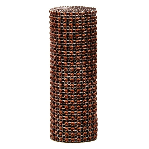 Fdelink Rhinestone Ribbons 24 Rows Shiny Diamond Rhinestone Mesh Wrap Roll Mesh Drill Coffee