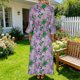 thumbnail image 5 of Mujeres Cuello Redondo Vestido Impreso Casual de Manga Corta Ligero Tejido Fluido para el Uso Diario de Primavera Verano, 5 of 7