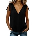 thumbnail image 5 of ClodeEU Women's V Neck Sleeveless Tie-Shoulder Blouse ,Loose Fit Casual Summer Top Black,Women's Plus XL, 5 of 8