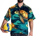 thumbnail image 4 of Turtle Seamless Men's Hawaiian Shirt, Button Down Poplin Short Sleeve Casual Summer Beach Printed Unisex Shirts, 4 of 6
