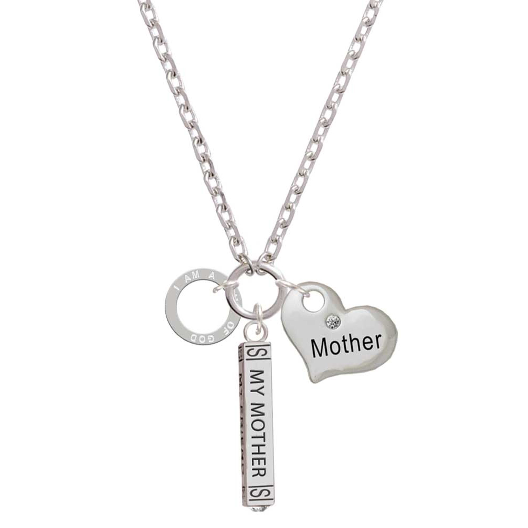 Delight Jewelry Silvertone I am a Child of God Eternity Ring Always My Mother Bar Zoe Necklace
