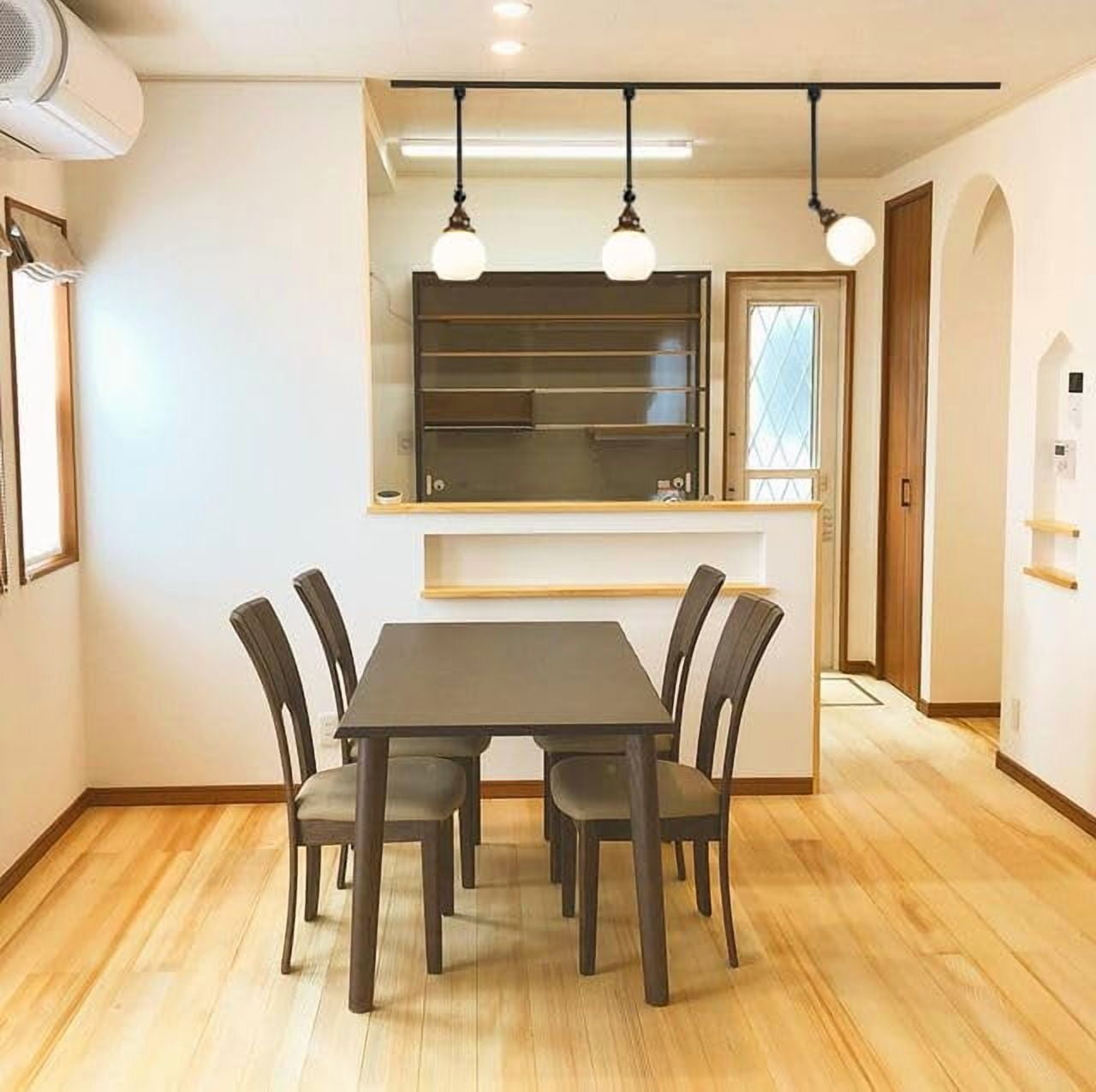 KAYYELAMP Black Metal Glass Ball Shade 23.2" Height Track Light J-Type Adjustable Angle Walnut Base Vintage Lighting for Kitchen Store(No Bulb, Track)