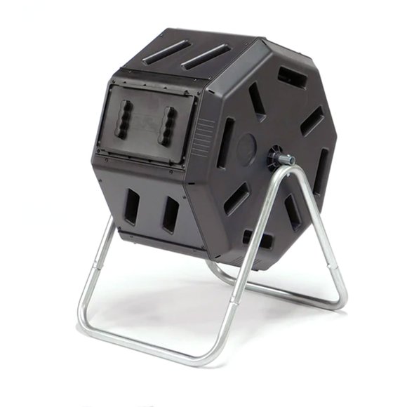 FCMP Outdoor 22.5 Gallon Tumbling Composter Bin with Aeration Holes, Black