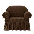 thumbnail image 5 of Subrtex Seersucker 1 Piece Armchair Slipcover with Ruffle Skirt(Armchair, Chocolate), 5 of 8