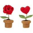 thumbnail image 1 of Mini plantas artificiales en macetas, flores tejidas a mano de ganchillo para decoración de escritorio de oficina y decoración de estantes, para regalo, cumpleaños, ideas para el día de San Valen, 1 of 5