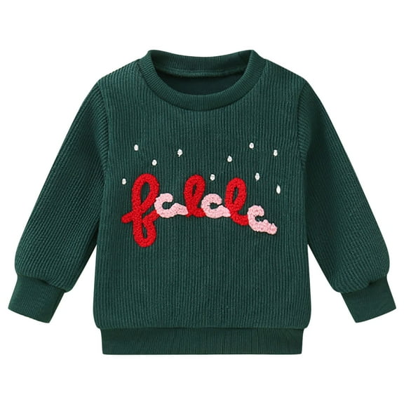 Povozer Toddler Infant Baby Girl Knit Sweater Big Sister Little Sister Matching Outfits Long Sleeve Pullover Sweatshirt(Green,M(6-9m))