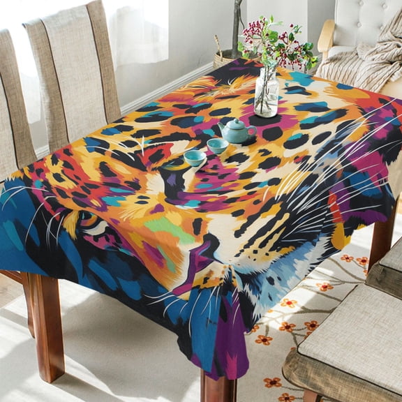 BZSMCE Square Tablecloth Leopard Colorful Pattern Pattern Tableclothes