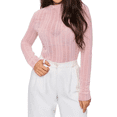 thumbnail image 3 of Camisetas de Larga Transparentes para Mujer, de Transparente, Ajustadas, con Ribete Festoneado, Blusas y Conjuntos Superiores Rosa M, 3 of 9