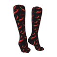 thumbnail image 3 of Honeii Red Hot Chili Print Calf Socks Sports Socks Seamless Toe, Trouser Socks,Knee High Long Socks for Women and Men-One Size, 3 of 8