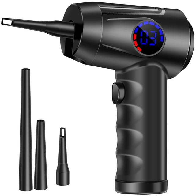 Electric Air Duster Cordless Compressed Air Blower with 3 Gear and 6000mAh Battery Handheld Vacuum Cleaner with LED Light