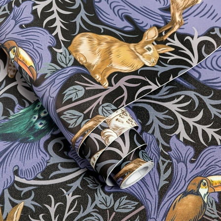 Abyssaly Peel and Stick Wallpaper 17.7" x 118"Self Adhesive Wallpaper Removable Wallpaper Animals Floral Contact Paper for Bedroom Cabinets Walls DIY