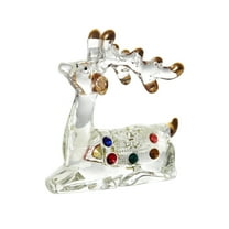 1pcs Crystal Elk Figurines Transparent Christmas Elk Ornaments for Tabletop Decor Miniature Statues for Living Xmas,Sitting Deer
