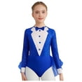 thumbnail image 3 of TSSOE Kids Girls Magician Outfit Long Sleeve Sequin Bodysuit Tulle Skirted Dress Jazz Dance Outfit With Hat Royal Blue 8, 3 of 7