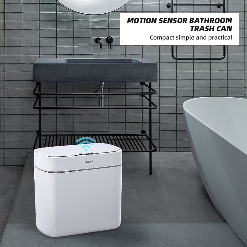 Joybos Bathroom Trash Can with Lid, 3 Gallon Slim Plastic Waste Basket, Motion Sensor Garbage Bin