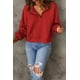 thumbnail image 4 of ABPHQTO Sudadera de mujer con hombros caídos y botones delanteros rojos, 4 of 5