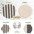 thumbnail image 4 of Haosy Set of 6 Drink Woven Coaster with Holder Heat Resistant Non-Slip Bar Coasters 4 Inches Dark Gray and White Striped, 4 of 7