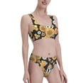 thumbnail image 4 of Goofa Mushrooms Honeycomb Pattern High Waisted Bikini Set - Two Piece Swimsuit for Women, Summer Bathing Suit,Trendy Swimwear-Small, 4 of 8