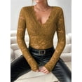 thumbnail image 4 of Women Long Sleeve Tops Shirts Dressy Hollow Out Crochet Lace Embroidered Blouses 2025 Fashion Yellow XL, 4 of 7