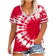 thumbnail image 2 of Mceream Plus Size T Shirts for Women Short Sleeve V Neck Raglan Tunic Tops Casual Floral Print Summer Tshirts Oversized Loose Fit Tees Spring Fashion Clothes Vacation Outfits Blouses Red XXL, 2 of 6