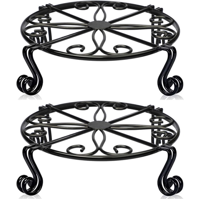Black Plant Stand for Flower Pot Heavy Duty Potted Holder Indoor Outdoor Metal Rustproof Iron Garden Container Round Supports Rack for Planter Bronze