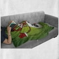 thumbnail image 6 of Snowman Soft Flannel Fleece Blanket, 3D Style Fun Character Greeting Traditional Colors Seasonal Celebration Theme, Cozy Plush for Indoor and Outdoor Use, 50" x 70", Green Red White, by Ambesonne, 6 of 6