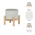 thumbnail image 6 of Flower Pot for Home Decor Planter with Wooden Stand - Ceramic Indoor Plant Pot for Garden Styling, Patio, and Hallway - Accent with Textured Design Living Room Decor - 6", Ivory & Tan, 6 of 14