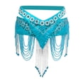 thumbnail image 3 of Falda de cadera con borlas para danza del vientre, bufanda, cinturón de cadena para práctica, disfraz de danza del vientre femenina Cielo azul, 3 of 8