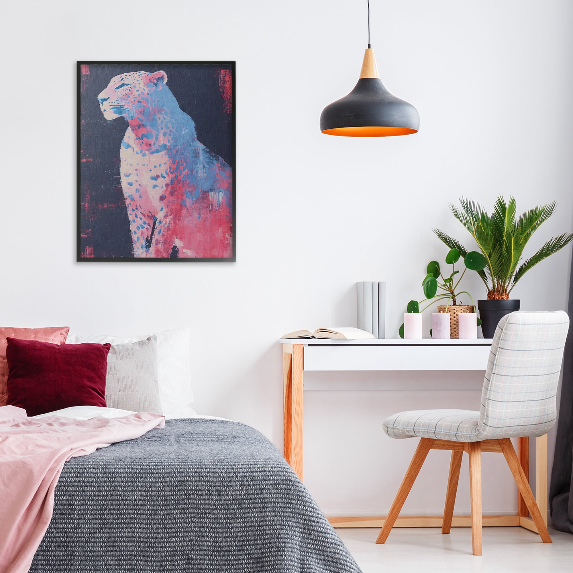 Stupell Industries Predator Pride Leopard Black Framed Giclee Art, design by Svetlana Aleynikova