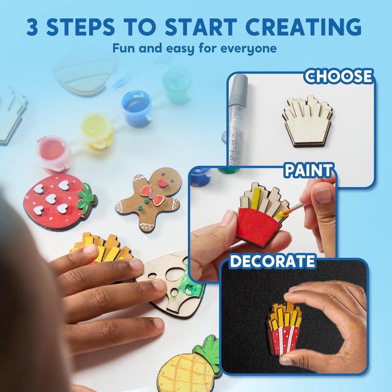Joyfy 12-Piece Paint Your Own Wooden Food Magnets photo 6