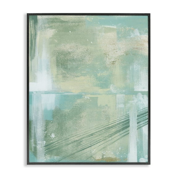Stupell Industries Green Industrial Abstraction Abstract Painting Black Framed Art Print Wall Art, 11 x 14