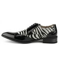 thumbnail image 3 of Majestic Men's 99521 Patent Wing Tip Faux Pony Hair Zebra Print Oxford Dress Shoes, 3 of 6