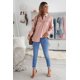 thumbnail image 4 of ABPHQTO Camisa de mujer rosa lisa con busto plisado y mangas vueltas, 4 of 5