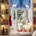 thumbnail image 3 of Christmas Reindeer Valances for Windows, 54 x 18in, Fantasy Blue Stars Winter Dreamy Rod Pocket Kitchen Valance Curtain Light Filtering Window Treatments for Living Room Bedroom, 1 Panel, 3 of 7