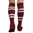 thumbnail image 3 of Couver Cotton 4 White Stripes Knee High Softball Baseball Sports Tube Socks, Maroon/White, Large, 3 of 7
