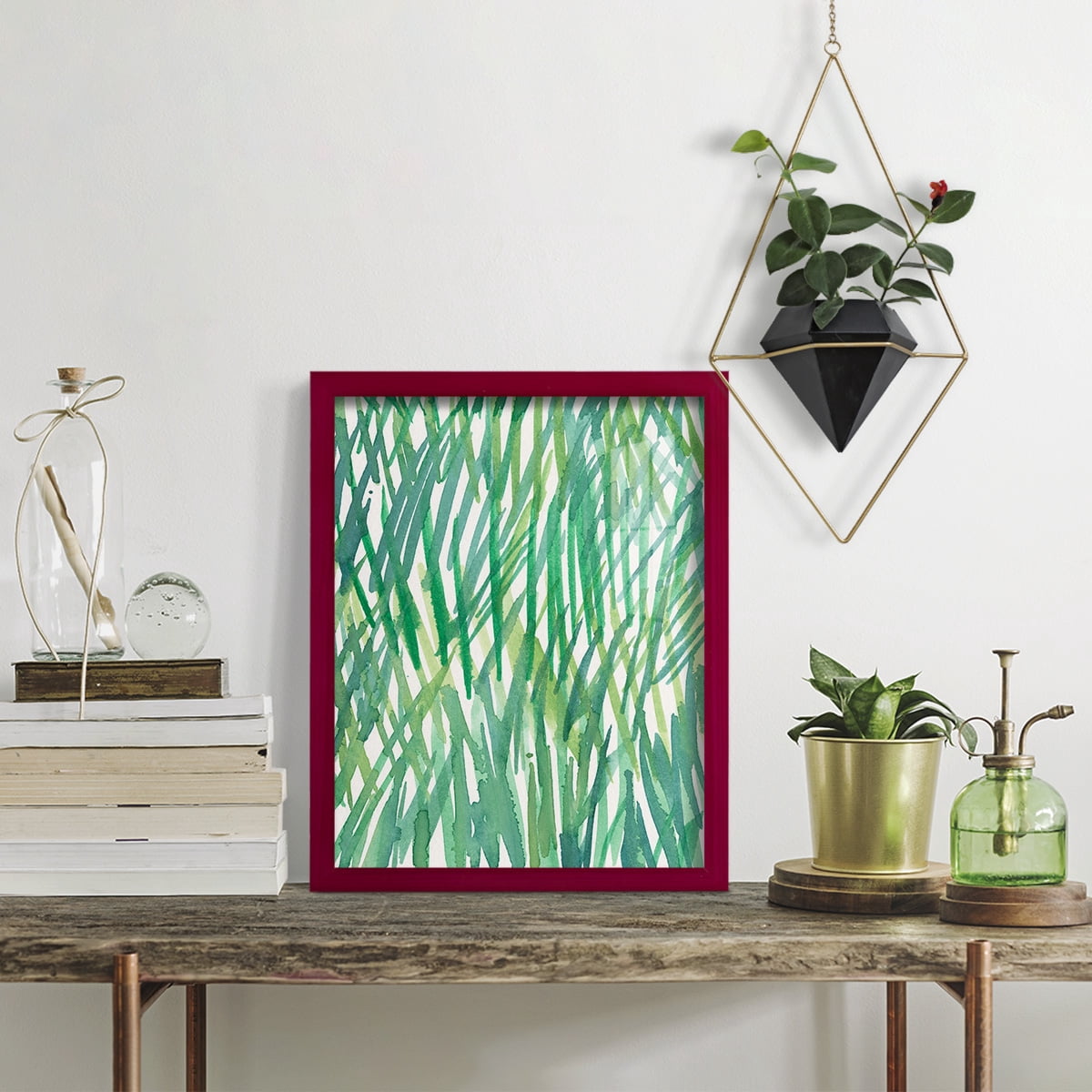 Just Grass I - Framed Print w/glass - Cherry Red