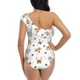 thumbnail image 5 of Sikiie Cute Cartoon Dogs Print Women One Piece Swimsuits Tummy Control One Shoulder Bathing Suits Ruffle Swimwear, From S to XXL-Medium, 5 of 6