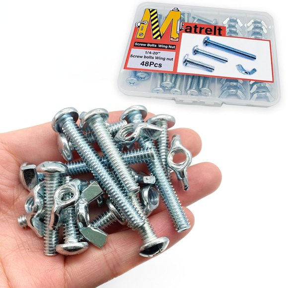 shiyou-48pcs 1/4" to 20 1-2" wing nut and screw screw set, 3 sizes, 24pcs machine screws with Phillips round head 24pcs plated butterfly tightening nut