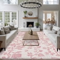 thumbnail image 4 of Farmhouse Pink Large Area Rugs for Bedroom Living Room, Soft Non Slip Carpet Bedside Rug, Vintage Flower Leaf Botanical Plant Rectangular Floor Cover Kitchen Accent Rug 8'x10' for Dining Room/Office, 4 of 9