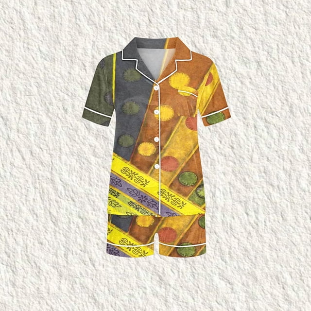 ¡Liquidación de verano! Honeeladyy - Pijama informal de manga corta con cuello vuelto para niños, color liso, para la escuela (amarillo, 12-13 años)