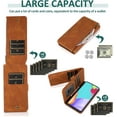 thumbnail image 3 of REQO Compatible with Samsung Galaxy A52/A52S 5G Wallet Case Tempered Glass Screen Protector Zipper Leather Flip Cover Card Holder Stand Cell Accessories for A 52 S 4G G5 52A S52 52S Women Men Brown, 3 of 7