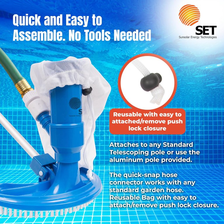 Pooline Jetvac Handheld Pool Vacuum, Includes Pole, Quick-Snap