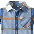 thumbnail image 4 of Staki Boys Plaid Flannel Short Sleeve Button Down Shirt Kids Casual Shirts Boys Red Plaid Shirt(Blue,12-18 Months), 4 of 4