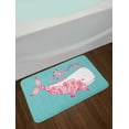 thumbnail image 2 of Whale Bath Mat, Cute Big Fish Swimming and Floral Marine Animal Mammal Creature Themed Design, Non-Slip Plush Mat Bathroom Kitchen Laundry Room Decor, 29.5 X 17.5 Inches, Teal Pink White, Ambesonne, 2 of 2